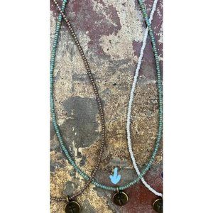 J. Forks 16" Small Seed Beads w/ Small Bronze Cross NEW